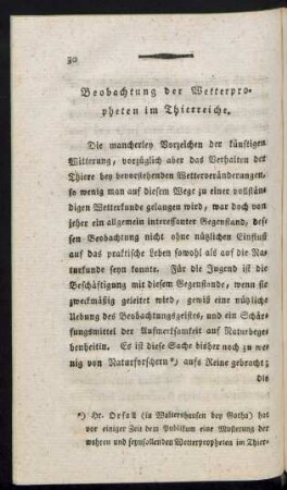 Beobachtung der Wetterpropheten im Thierreiche