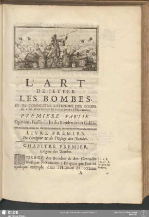 Premiere Partie. Opinions fausses du Jet des Bombes avant Galilée