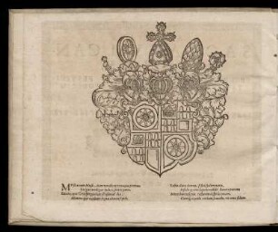 Wappen des Erzbischofs zu Mainz, Johannes Schweikard, sowie zwei vierzeilige Verse
