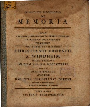 Diss. psychol. de memoria