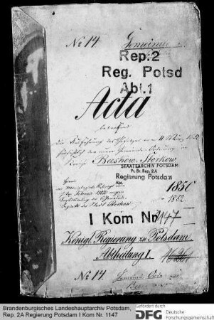 Ausführung der neuen Gemeindeordnung vom 11. März 1850 im Kreis Beeskow-Storkow