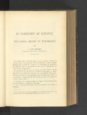 Le Commerce Au Katanga Influences Belges Et Étrangéres.