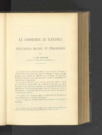 Le Commerce Au Katanga Influences Belges Et Étrangéres.