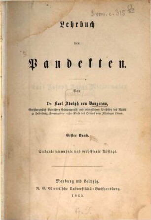 Lehrbuch der Pandekten. 1