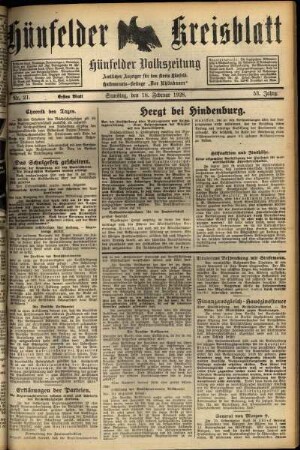 Erste Ausgabe vom Samstag, den 18. Februar 1928.
