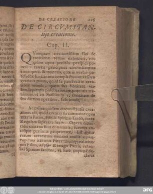 De Circumstantiis creationis Cap. II.