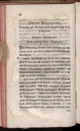 Zweyte Abtheilung. Regeln in Betref des Handelns der Figuren.
