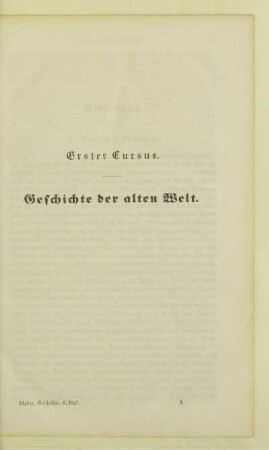 Erster Cursus. Geschichte der alten Welt
