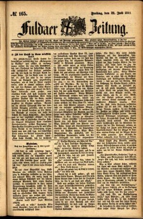 Ausgabe vom Freitag, den 22. Juli 1881.