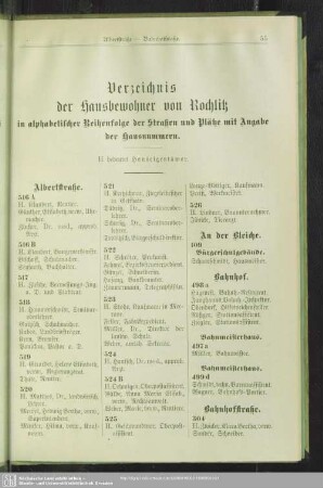 Häuserbuch : Verzeichnis der Hausbewohner von Rochlitz