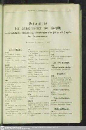 Häuserbuch : Verzeichnis der Hausbewohner von Rochlitz