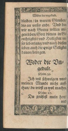 Wider die Ungedult.