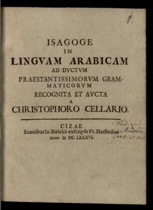 Isagoge in Linguam Arabicam