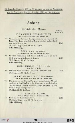 Anhang (zweiter Auktionstag: Donnerstag, den 26. November 1931) (Nr. 707-739)