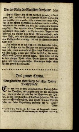 Das zweyte Capitel. Abergläubische Gebräuche der alten Völker Deutschlands