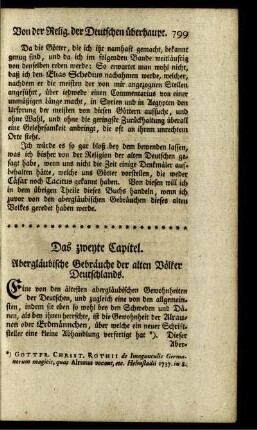 Das zweyte Capitel. Abergläubische Gebräuche der alten Völker Deutschlands
