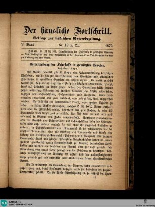 Badische Gewerbezeitung : Organ d. Handelskammer, Beilage zur Badischen Gewerbezeitung