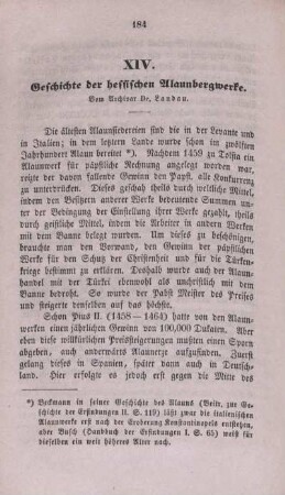 XIV. Geschichte der hessischen Alaunbergwerke.