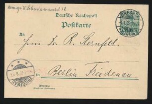 Postkarte an Richard Sternfeld : 04.01.1902