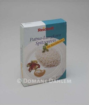 Verpackung der "Reichelt" Eigenmarke - "Patna- Langkorn Spitzenreis im Kochbeutel"