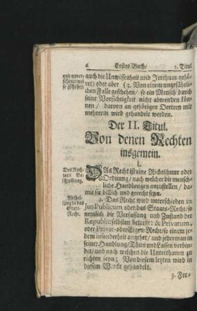Der II. Titul. Von denen Rechten insgemein.