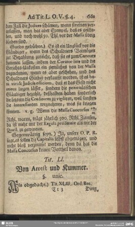 Tit. LI. Von Arrest und Kummer