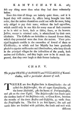 Chap. V. The present state of the forts and villages of Kamtschatka, with a particular account of each