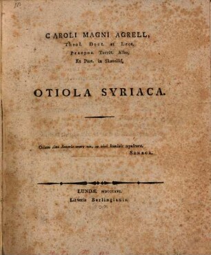 Otiola syriaca
