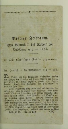 Vierter Zeitraum. Von Heinrich I. bis Rudolf von Habsburg. 919 - 1273