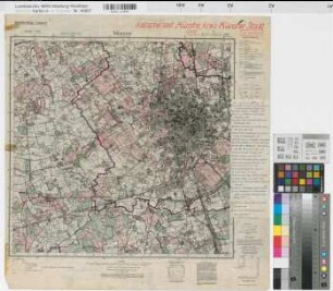Katasteramt Münster Stadt  Stadtkreis Münster, Meßtischblatt Münster 4011, Farbige Einzeichnung mit Namensliste
