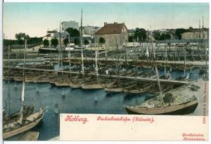 Kolberg (heute: Kolobrzeg / Polen). Fischerbootshafen