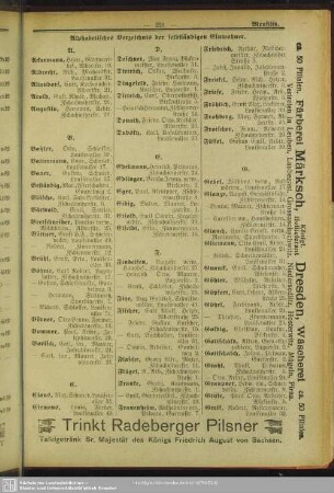 Einwohnerverzeichnis : Alphabetisches Verzeichnis der selbständigen Einwohner