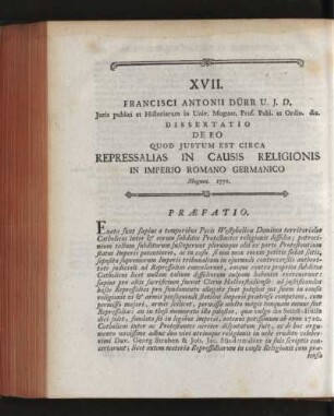 XVII. Francisci Antonii Dürr
