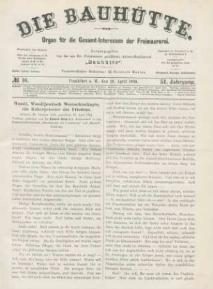 No. 16. Frankfurt a. M., den 18. April 1908. 51. Jahrgang.