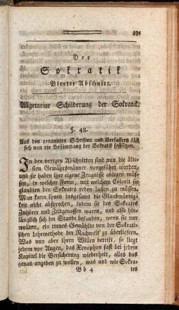 Der Sokratik Vierter Abschnitt. Allgemeine Schilderung der Sokratik.
