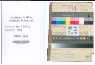 Entnazifizierung Willy Sinzig , geb. 02.09.1896 (Beamter)