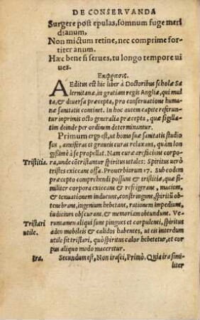 De conservanda bona valetudine scholae Salernitanae opusculum : cum Arnoldi Novicomensis enarrationibus