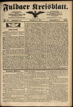 Erste Ausgabe vom Freitag, den 06. Mai 1904.