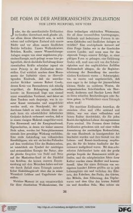 1: Die Form in der amerikanischen Zivilisation