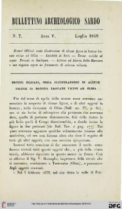 5: Bronzi olbiani, ossia illustrazione di alcune figure in bronzo trovate vicino ad Olbia