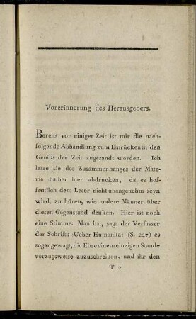 Vorerinnerung des Herausgebers.