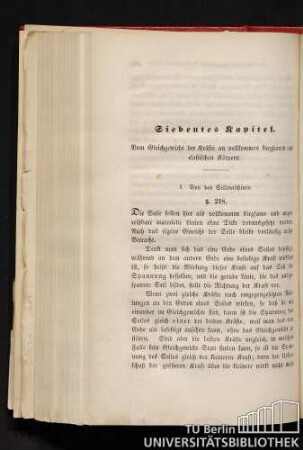 Siebentes Kapitel. Vom Gleichgewicht der Kräfte an vollkommen biegsamen und elastischen Körpern.