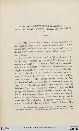 43.1915: Di un bassorilievo egizio di imitazione proveniente dall' "Iseum" della regione terza
