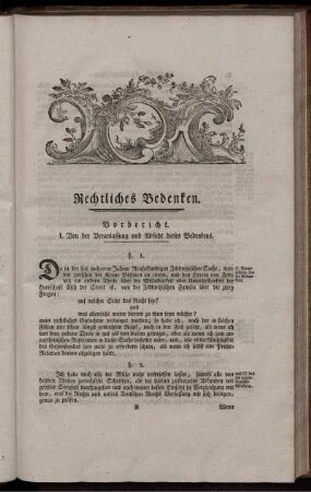 Rechtliches Bedenken. Vorbericht.