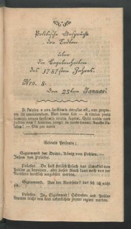 Nro. 8. den 25ten Januar