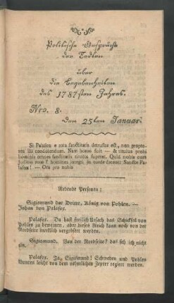 Nro. 8. den 25ten Januar