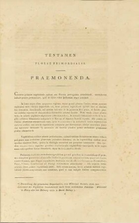 Tentamen Florae Primordialis. Praemonenda.