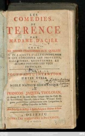Les Comédies De Térence