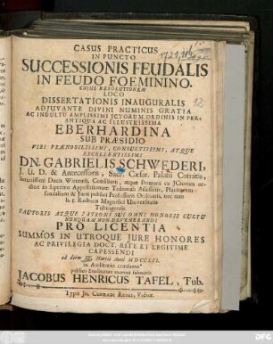 Casus Practicus In Puncto Successionis Feudalis In Feudo Foeminino