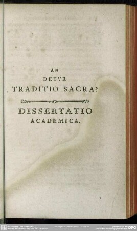 An Detur Traditio Sacra